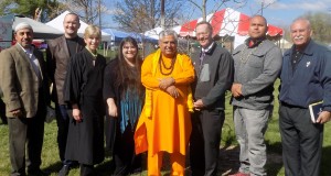 Some of the participants in the multi-faith invocation, from left to right are: Sherif A. Elfass, Matthew T. Fisher, Shelley L. Fisher, Anastacia Sullivan, Rajan Zed, David L. Mathis, Brian E. Melendez and Rigoberto Ruano Mireles.