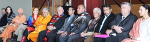 Some of the diverse religious leaders on the stage who offered prayers (Picture by George A. Anastassatos)